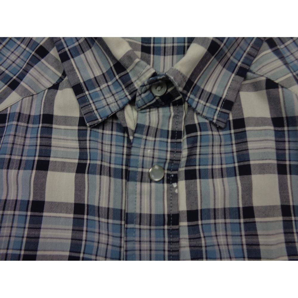 Vintage Big Mac Flannel Shirt  Mens XLT Blue Plaid Pearl Snap Western - Picture 4 of 11